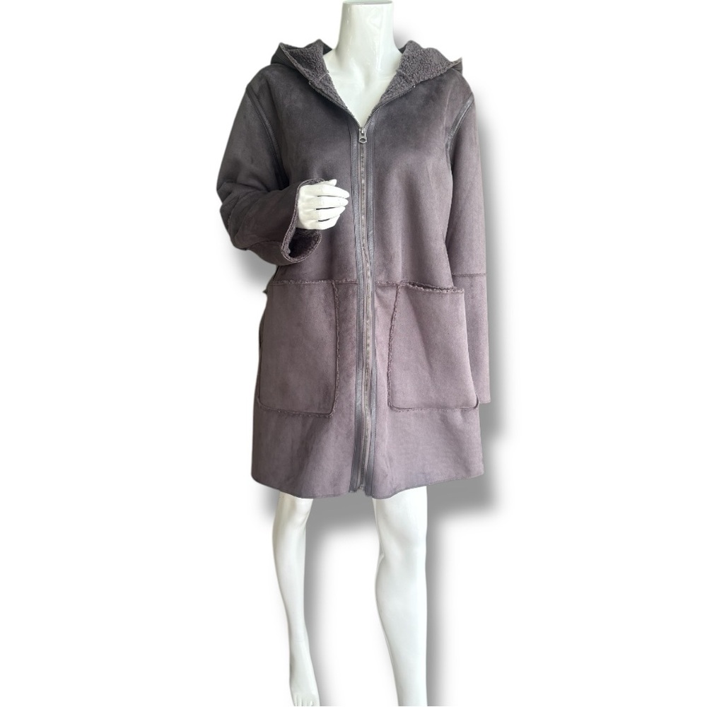 a.n.a Polar Faux Suede Winter Coat with Hood. NEW WITH TAG Women’s Size Large